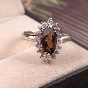 Marquise Smoky Quartz Ring , Statement Ring , Smoky Ring , 925 Sterling Silver , Minimalist Ring , Jewelry Ring , Personalized gifts