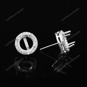 925 Silver Ear Stud Blanks 4 to 10 mm Round Semi Mount Earstuds Sterling Silver Earring Blanks  Earrings Blanks For Jewellery Making