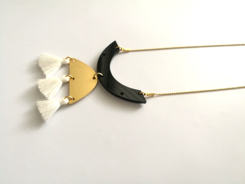 Long gold dainty tassel necklace gold geometric pendant necklace