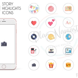 Puede incluir: Un conjunto de 20 iconos coloridos para los momentos destacados de las historias de Instagram. Los iconos incluyen una cámara, un corazón, un tocadiscos, una rebanada de pizza, un globo terráqueo, una palmera, un reproductor de casetes, una cámara Polaroid, una ola, una bolsa de compras, una cámara, palomitas de maíz, una hamburguesa y lápiz labial. Los iconos son perfectos para agregar un toque de personalidad a tus historias de Instagram.