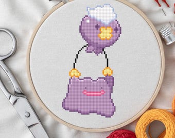 Drifloon Ditto Cross Stitch Pattern | Pokopia Inspired PDF