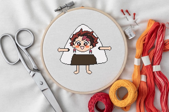 Tanjiro Onigiri | Kimetsu no Yaiba | Cross Stitch Pattern PDF | Patrón de Punto de Cruz