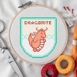 Dragonite Shield | Escudo Dragonite | Cross Stitch Pattern PDF | Patrón de Punto de Cruz