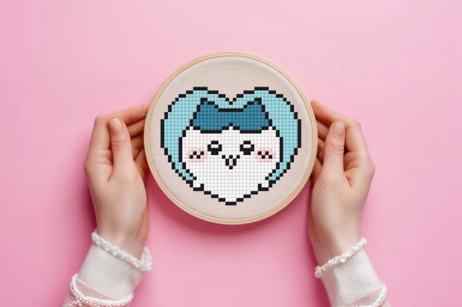 Chiikawa Hachiware in Heart Cross Stitch Pattern – Kawaii Anime PDF - Etsy