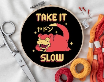 Slowpoke Pokemon Cross Stitch Pattern - Take It Slow (PDF Pattern)