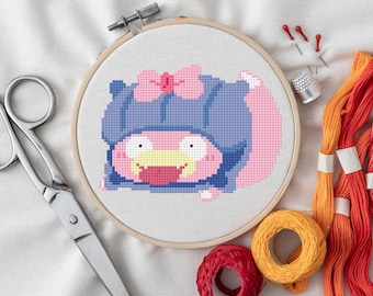 Slowpoke Cross Stitch Pattern – Cute Pokémon Costume – Cozy Water Pokémon PDF – Instant Download