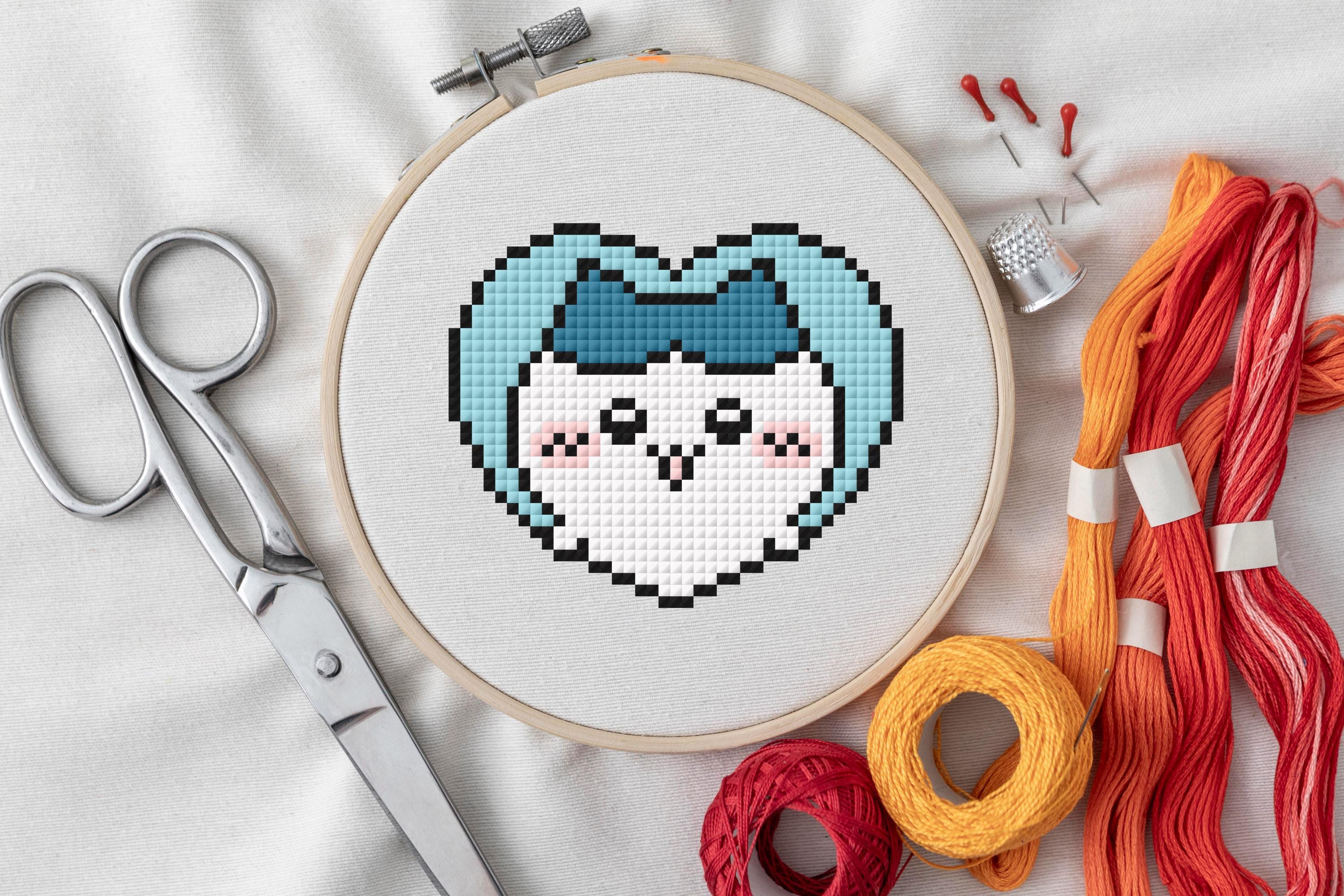 Hatiwareオーダーページ Chiikawa Hachiware in Heart Cross Stitch Pattern – Kawaii Anime