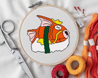 Magikarp Nigiri | Cross Stitch Pattern PDF | Patrón de Punto de Cruz