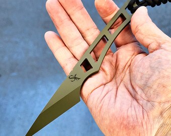 Skeleton Mesu, OD Green, 3/16" Nitro-V Steel, OD Green Cerakote, kydex sheath, free shipping!