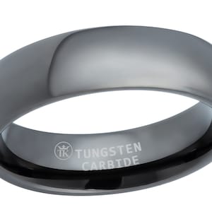 Polished Dome Dark Gray Ion-plated Comfort Fit Unisex Tungsten Ring Wedding Anniversary Engagement 6mm