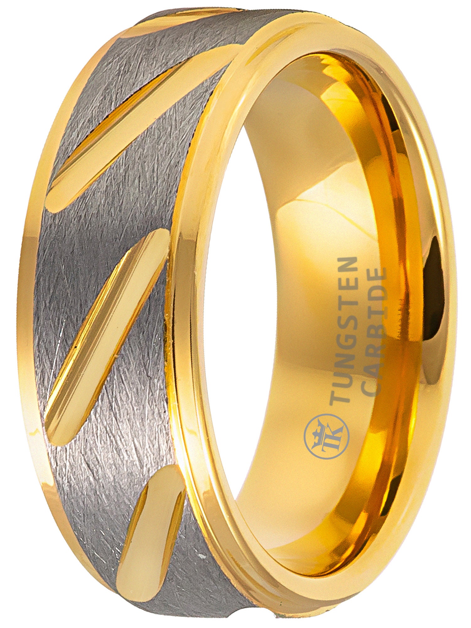 Twotone Yellow Gold Ionplated Flat Wire Brushed Finish Etsy