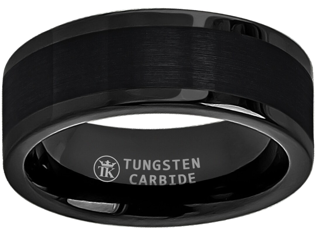 Wolfram Ring Schwarz Ionplated Brushed Finish Center Hartmetall Wolfram Ring Schwarz Ionplated Brushed Finish Center Hartmetall