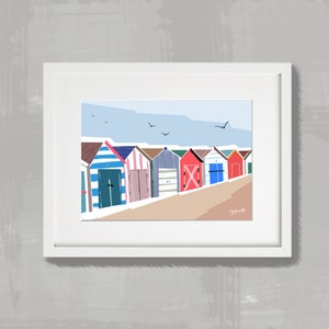 Beach Hut and Birds (red)
