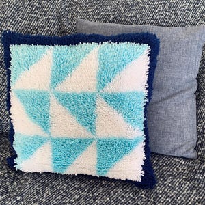 Blue Geo Rug Cushion Cover