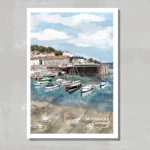 Mousehole, Cornwall. Digital painting print/poster.