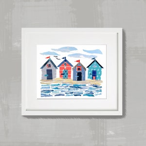 Beach Huts Print (Red)