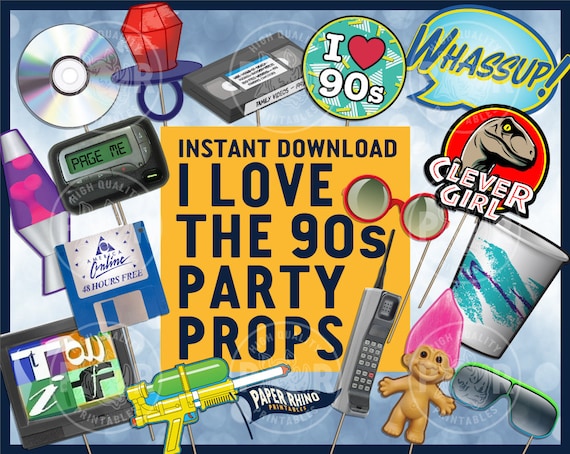 I Love The 90s Photo Booth Party Props Decoration 1990s Etsy