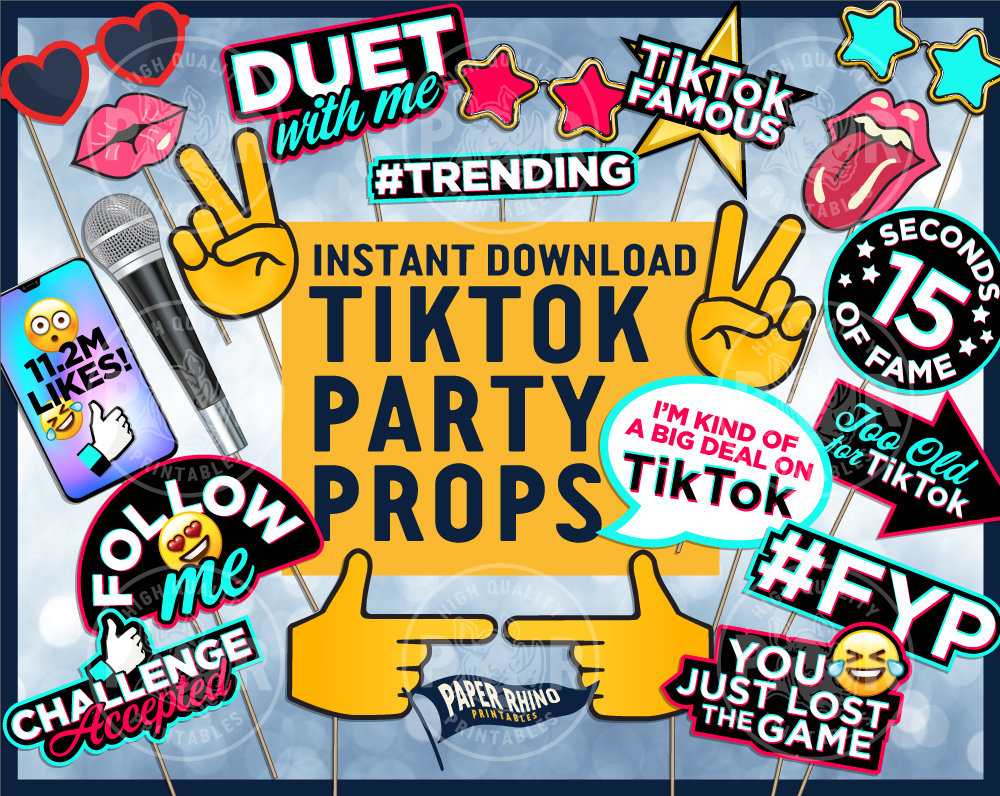 Tiktok Inspired Photo Booth Party Props Decoration Tik Tok Social Media  Videos FYP Trending Duet Smart Phone App Famous Challenge Dances - Etsy