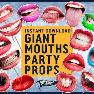 Giant Mouths Photo Booth Party Props - Decoration Silly Crazy Smile Grin Braces Teeth Sexy Lips ...