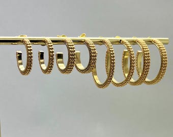Gold-plated silver hoop earrings with gold-plated Miyuki glass beads