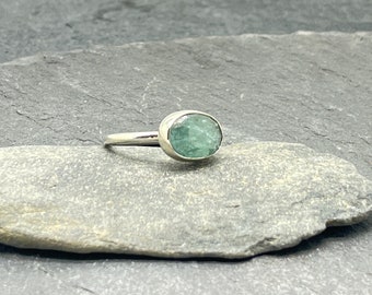 Silver ring with kyanite, ring with light blue stone