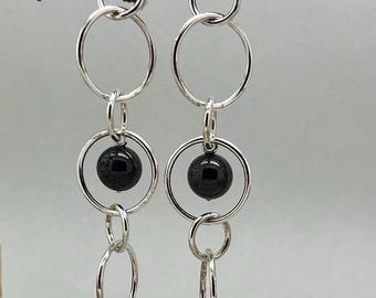 Long silver earrings