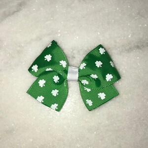 Mini St Patrick&#39;s Day Clip Bow; Choice of Crochet Headband