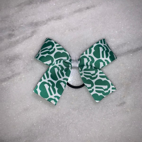 Medium Green & White Girl Scout Bow, Brownies, Toddler, Tween, Teen, GIrl Scouts Cheer Bow, 7 inch bow