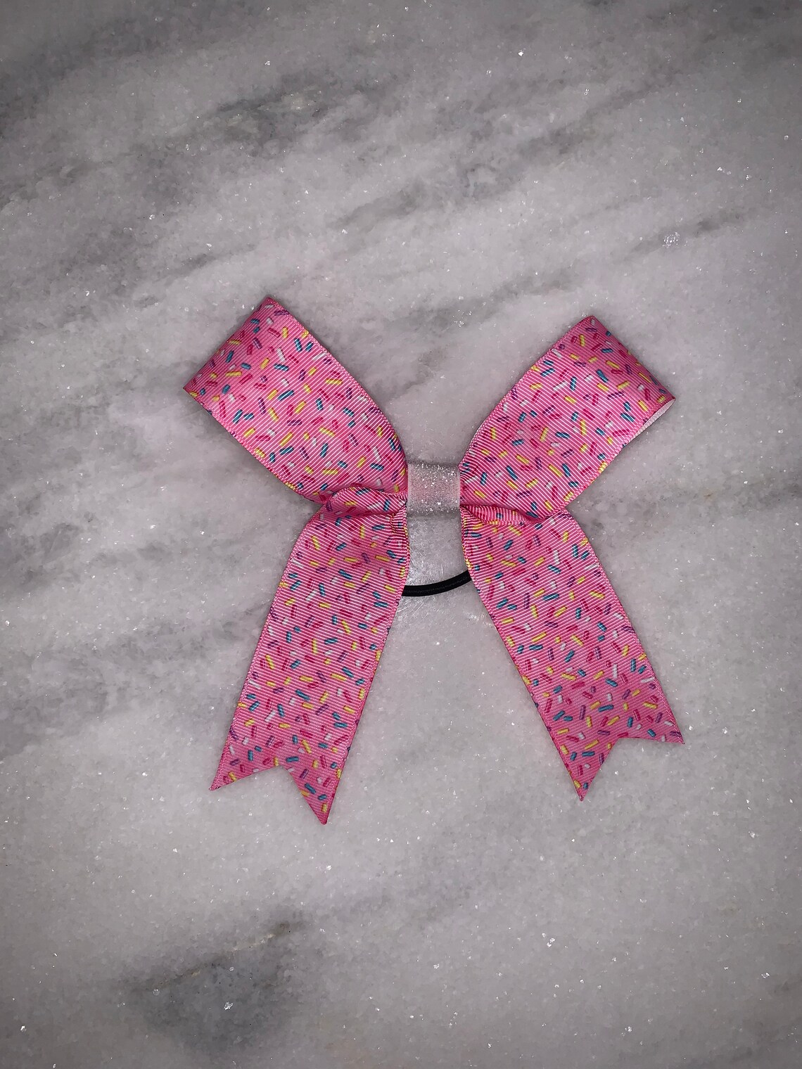 Large Pink & Rainbow Sprinkles Bow Elastic Hair Tie Donut - Etsy