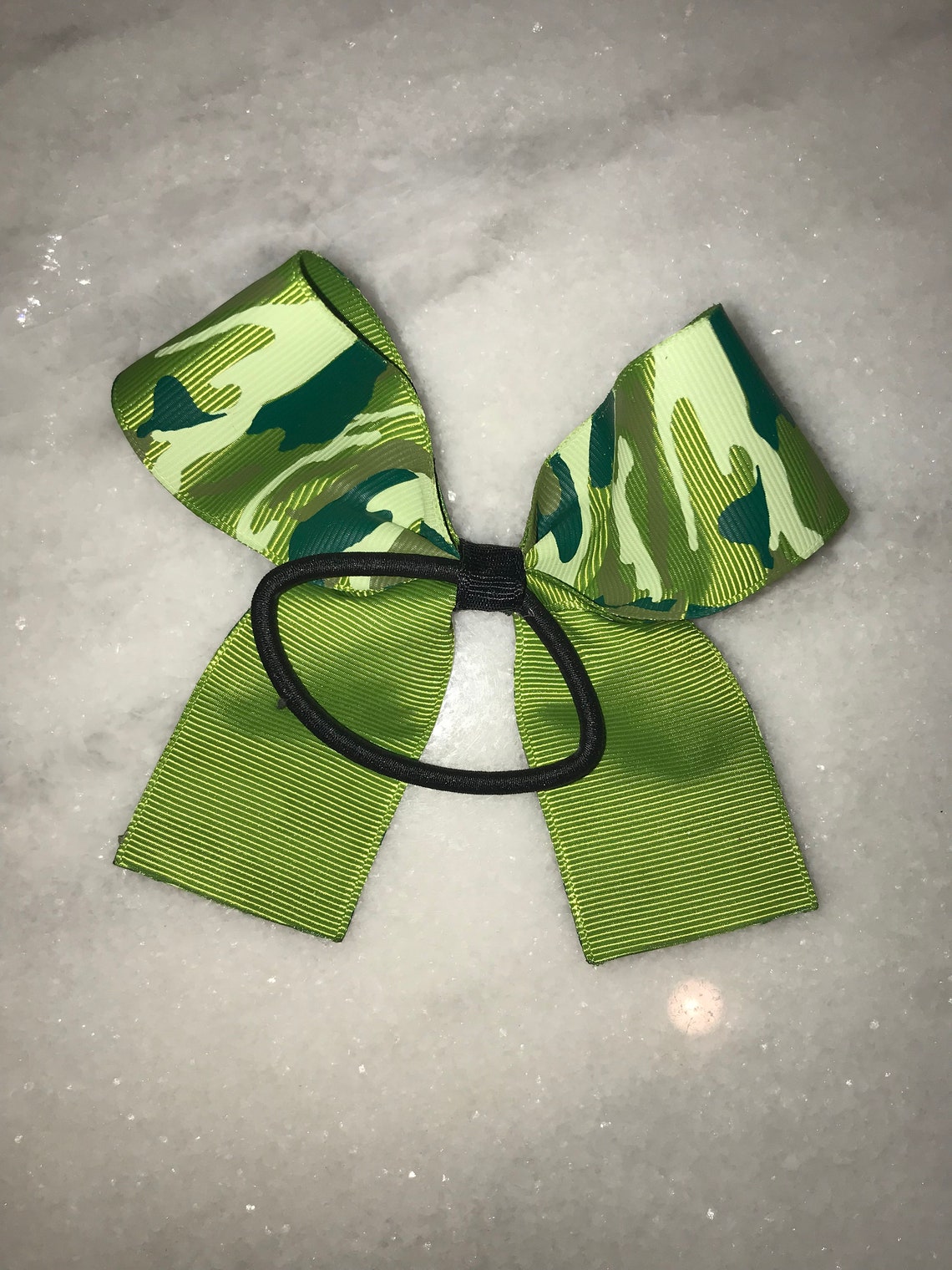 Medium Green Camouflage Camo Hair Bow Elastic Hair Tie Etsy