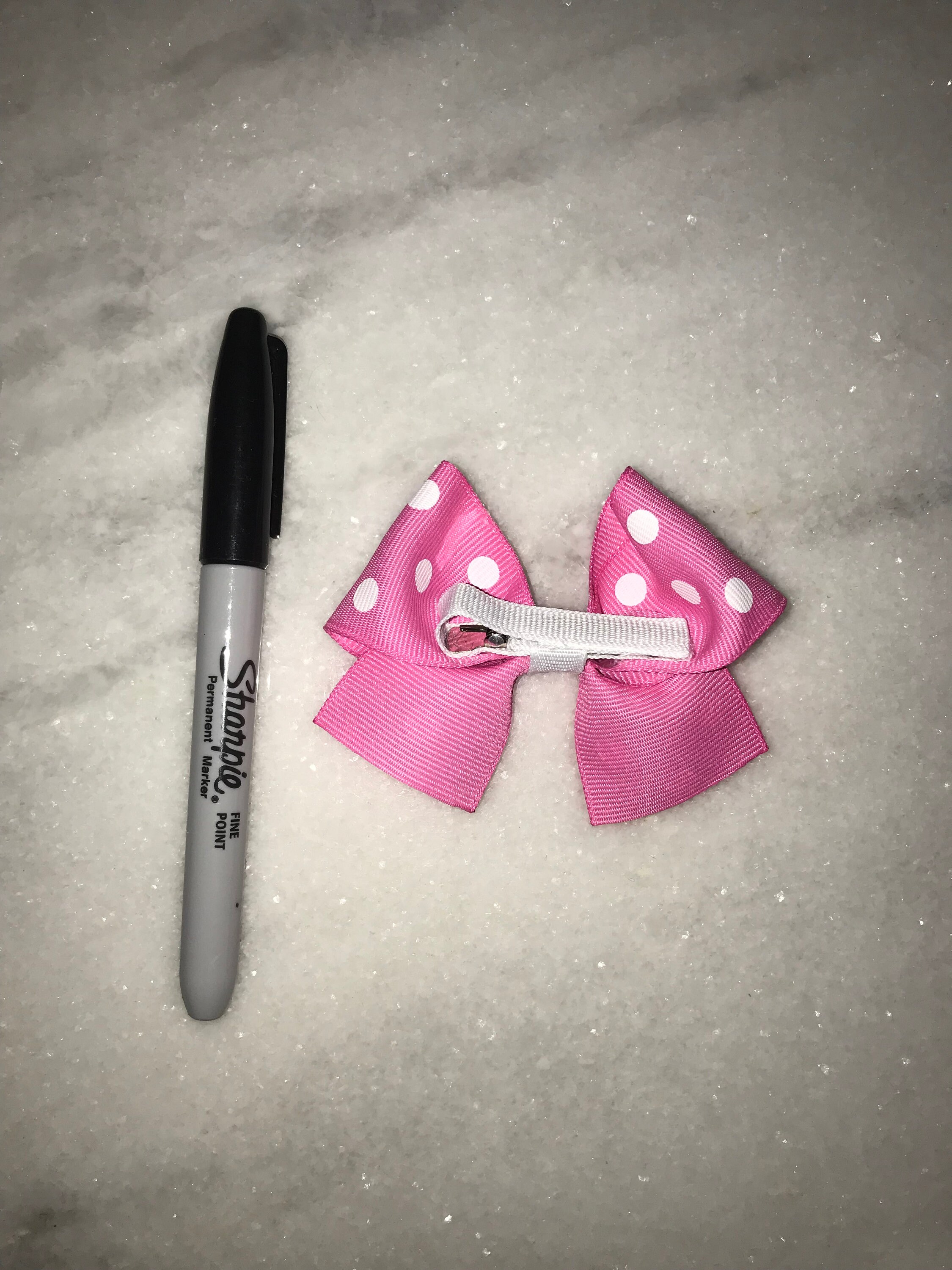 Mini Pink Polka Dot Clip Bow, 1 White Crochet Headband - Etsy