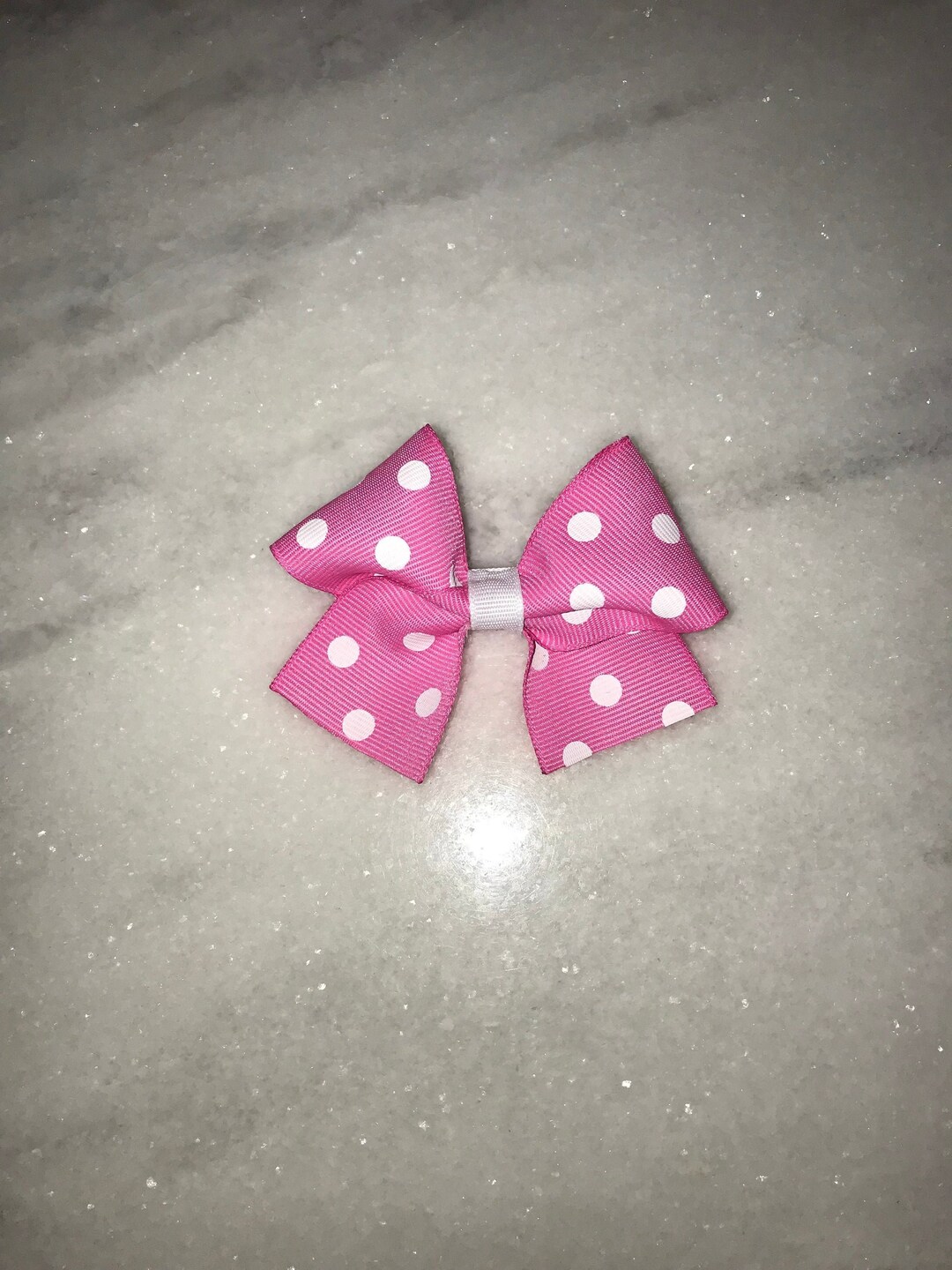 Mini Pink Polka Dot Clip Bow, 1 White Crochet Headband - Etsy