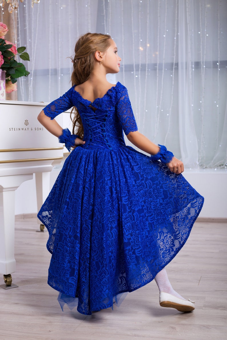 Navy Lace Girl Dress Long Sleeve Flower Girl Dress Baby Girls Long Sleeve Navy Dress Girl Lace Dress Long Sleeve Flower Girl Dress