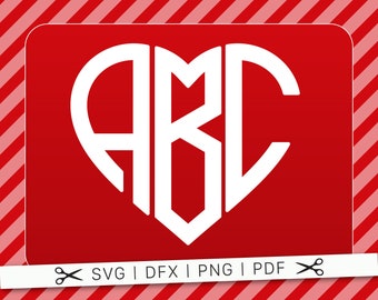 Heart shaped Monogram Svg | Monogram Font Svg | Monogram Alphabet Svg | Monogram letters svg files for cricut silhouette