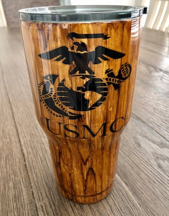 USMC Wood Grain Tumbler Woodgrain Tumbler U.S. Marine ...