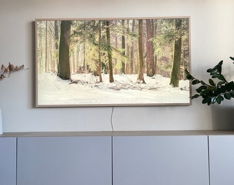 Samsung Frame Tv Art, Winter forest, Snow in the forest, Art for Samsung Frame TV, Art Tv, DIGITAL Download, Forest Frame Tv, Winter Art TV