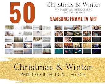 Set of 50 | Samsung Frame Tv Art Christmas Bundle Christmas Winter Classic Photo Collection Minimalist aesthetic December advent calendar