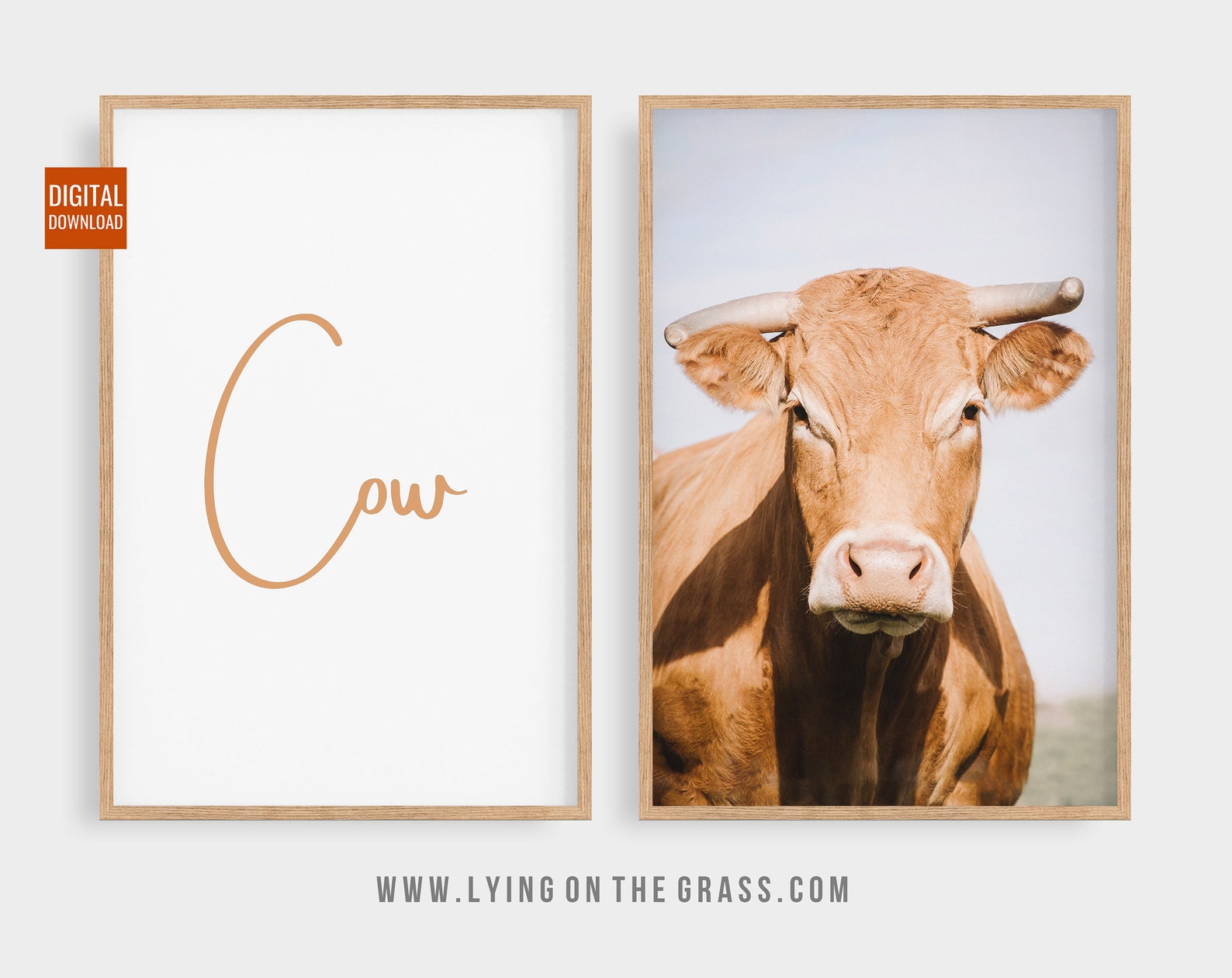 Set of 2 Printable Farmhouse Cows Prints Rural Digital | Etsy