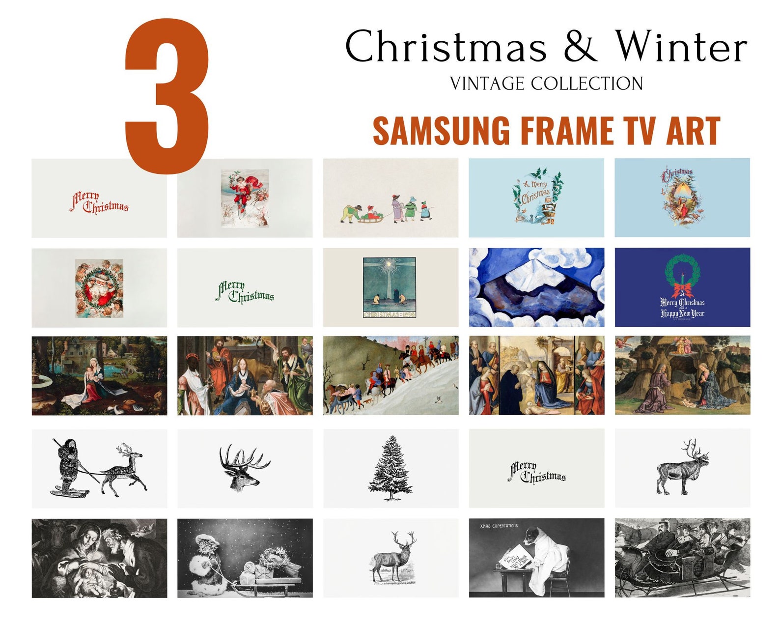 Set of 100 5 Free Samsung Frame Tv Art Christmas Bundle Etsy