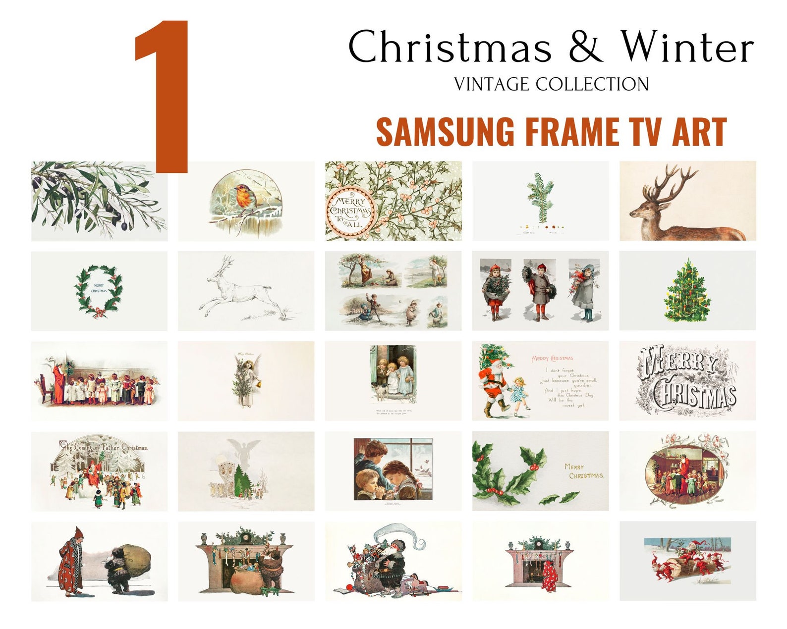 Set of 100 5 Free Samsung Frame Tv Art Christmas Bundle Etsy
