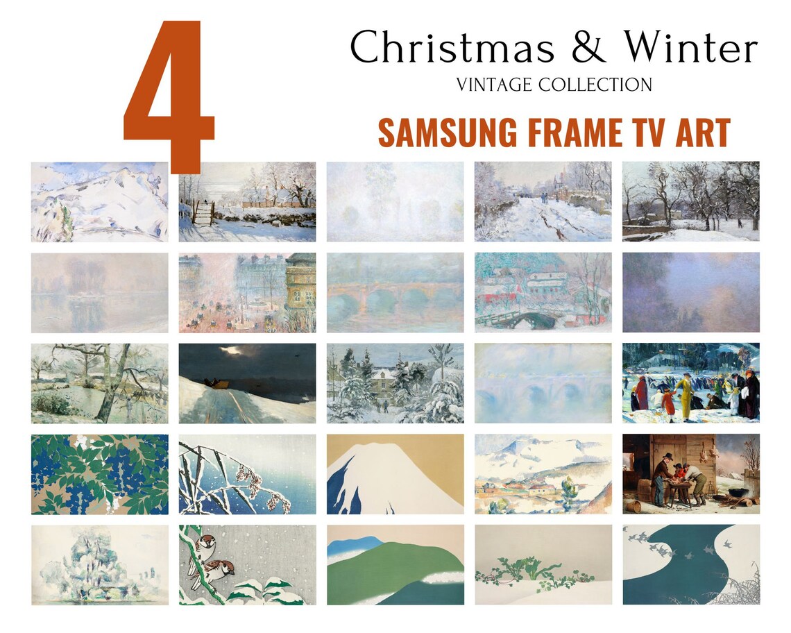 Set of 100 5 Free Samsung Frame Tv Art Christmas Bundle Holidays Classic Vintage Collection
