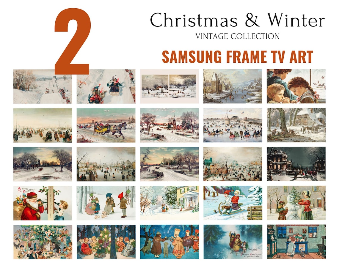 Set of 100 5 Free Samsung Frame Tv Art Christmas Bundle Holidays