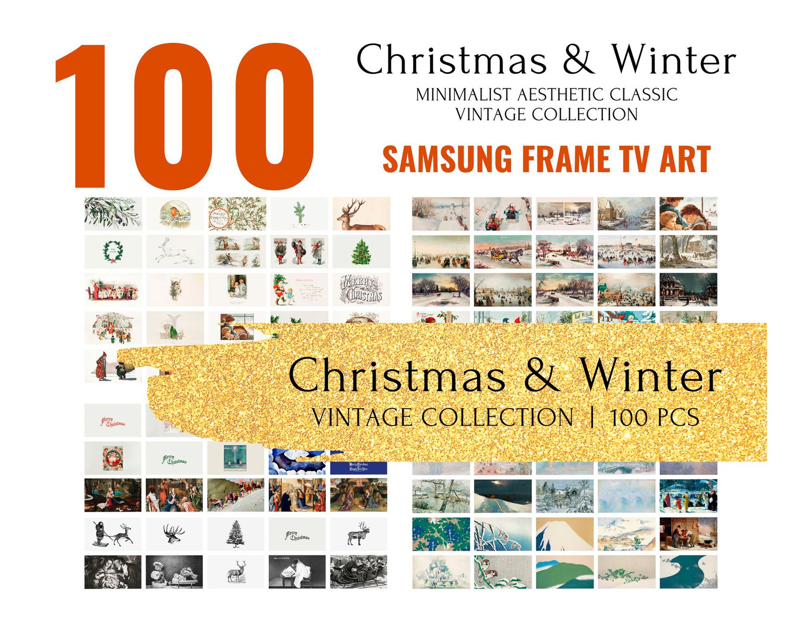 Set of 100 5 Free Samsung Frame Tv Art Christmas Bundle Etsy