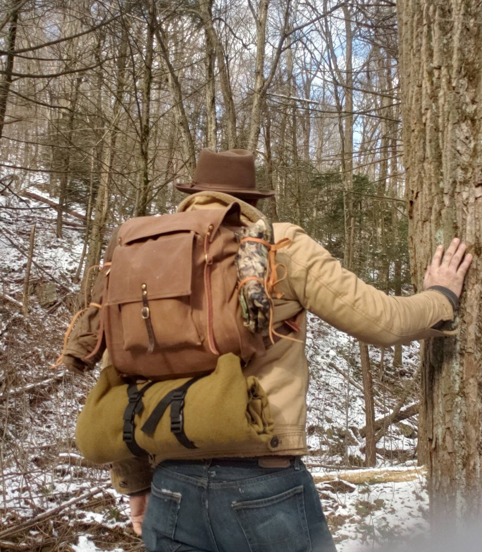 leather bushcraft backpack