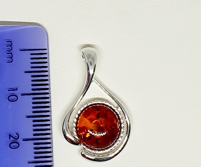 Baltic Amber-PendantCognac Color with Particles-Sterling Silver-Healing Amber-Free Shipment