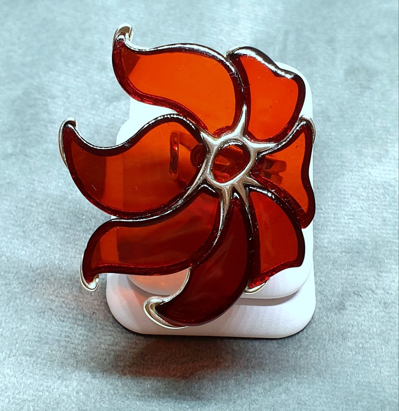 very Big Baltic Amber Ring-Cognac-925 Sterling silver-O UK-7 12 US size-23.0 Gram-Free US Shipment