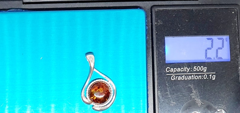 Baltic Amber-PendantCognac Color with Particles-Sterling Silver-Healing Amber-Free Shipment