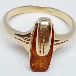 very Big Baltic Amber Ring-Cognac-925 Sterling silver-O UK-7 12 US size-23.0 Gram-Free US Shipment