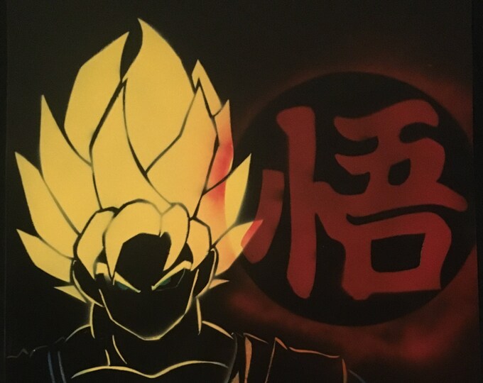 Goku Spray Paint Art/ Super Saiyan Goku/ Dragonball Z Goku/ Etsy