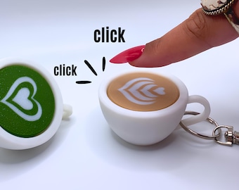 Coffee Fidget Clicker, Coffee Fidget Keychain, Fidget Keychain, Keyboard Switch, ASMR Fidget, Button Clicker, Stim Toy, ADHD Fidget, Clicker